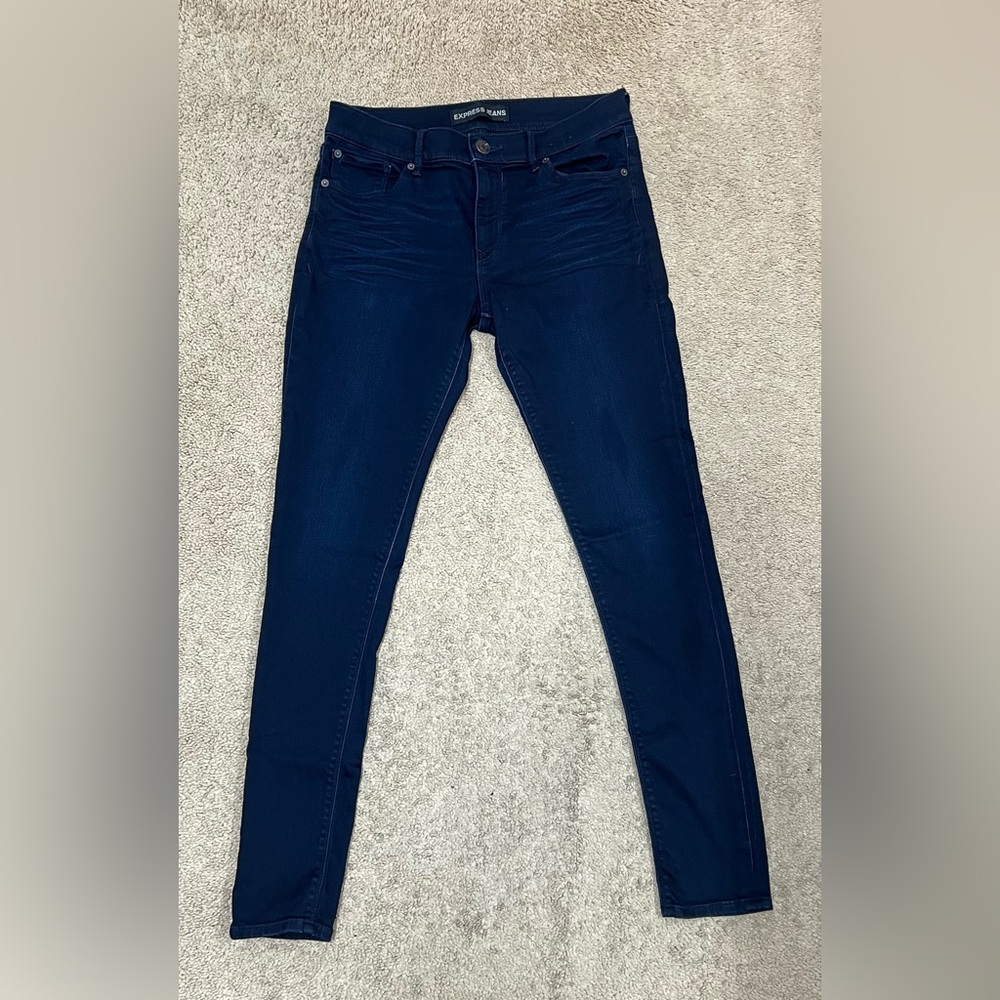 Express Jeans High Waisted Dark Wash Supersoft Skinny Jeans